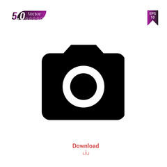 Outline Black camera  icon vector isolated on white background. Graphic design, material-design icon, mobile application, logo, user interface. EPS 10 format vector