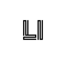 Initial two letter black line shape logo vector LI