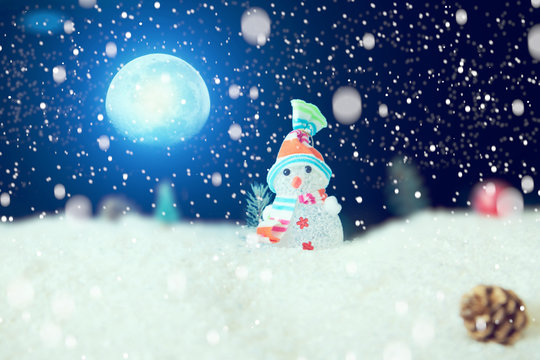 Snow Man full moon snowflakes background. The elements of this image furnished by NASA