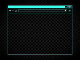Obraz premium Blank web browser window. Contrast and punchy neon interface.
