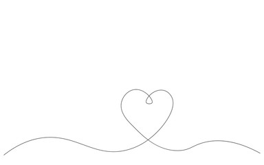 Heart background one line drawing, valentine day vector illustration