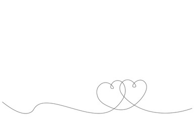 Hearts background line drawing, valentines day vector illustration