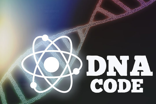 DNA sequence, DNA code structure with glow. Science concept background. Nano technology. Dark background with space for text