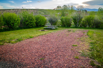 Obraz premium A beautiful overlooking view of nature in Mikesell Potts Recreational Area, Wyoming
