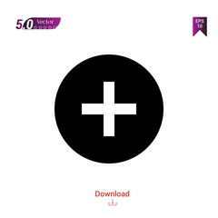 add-button-inside-black-circle icon vector isolated on white background. Graphic design, material-design icon, mobile application, logo, user interface. EPS 10 format vector