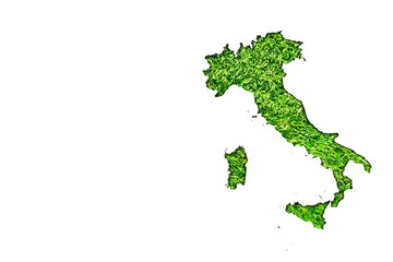 Fototapeta premium Italy map made from cutted papers with green grass