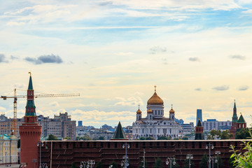 View of Moscow Kremlin and Cathedral of Christ the Saviour in the centre of Moscow, Russia