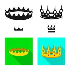 Vector illustration of medieval and nobility sign. Set of medieval and monarchy vector icon for stock.