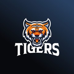 Roaring tiger logo design vector illustration