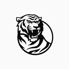 Roaring tiger logo design vector illustration