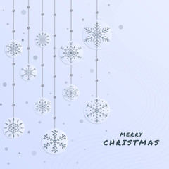Snowflake modern with line style merry christmas banner winter white snow art