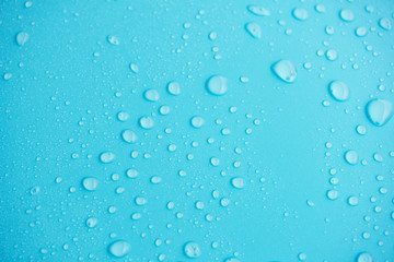 Water drops on blue background.