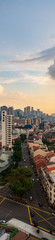 Fototapeta na wymiar Long vertical image of Singapore Cityscape at sunset time