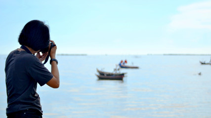 Obraz premium Tourists taking pictures view