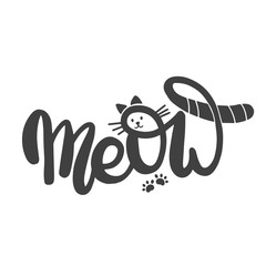 Meow. Hand lettering emblem brush and ink for zoo shop.