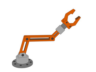 Robotic arm. Isolated on white background. Vector outline illustration.