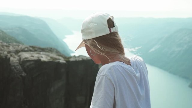 Over the Shoulder View of Preacher Pulpit Rock and Nature in the Background