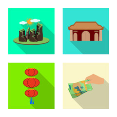 Isolated object of vietnam and traditional icon. Set of vietnam and culture vector icon for stock.