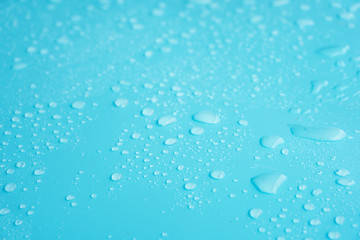 Water drops on blue background.