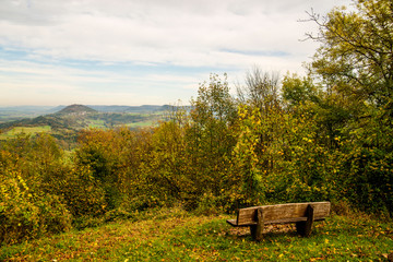Panoramic view of the hill Hohenstaufen, Germany, to the east
