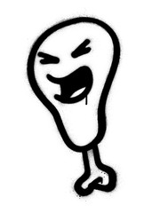 graffiti angry piece of meat icon sprayed in black over white