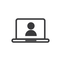 Laptop, user icon, flat design best vector icon.