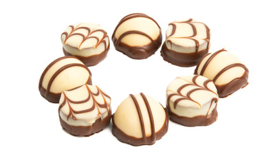 swiss chocolate candies isolated