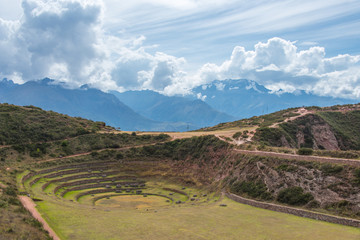 Naklejka premium The Incan terraces at Moray (Peru)