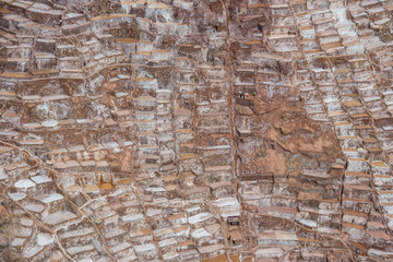 Salt ponds in Maras (Peru) - town is well known for its salt evaporation ponds