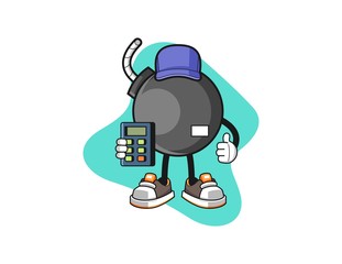 Bomb cashier cartoon. Mascot Character vector.