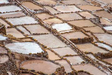 Salt ponds in Maras (Peru) - town is well known for its salt evaporation ponds