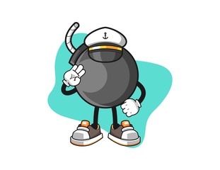 Fototapeta premium Bomb ship master cartoon. Mascot Character vector.