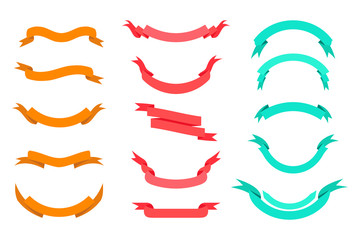 Ribbons banners icon vector set