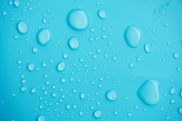 Water drops on blue background.