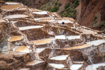 Salt ponds in Maras (Peru) - town is well known for its salt evaporation ponds