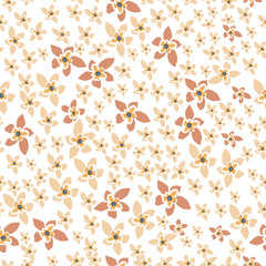 Seamless Pattern with Hand Drawn Elegant Flowers. Scandinavian Hand Drawn Style. Vector Illustration