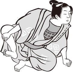 浮世絵　子供　その13　白黒