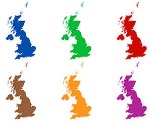 Karten von Grossbritannien auf feinem Gewebe