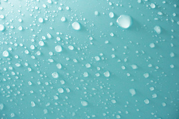 Water drops on blue background.