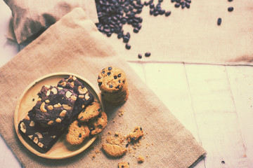 black coffee cup on wood background