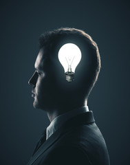 businessman with lightbulb in head