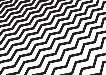 Abstract diagonal black chevron wave or wavy pattern on white background.