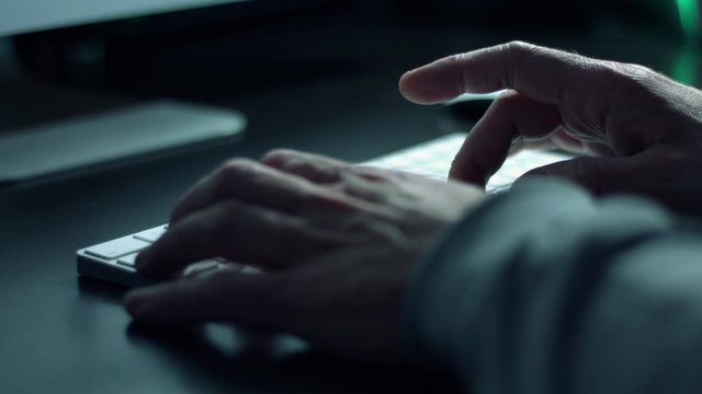 Python code programmer coding, typing on computer keyboard