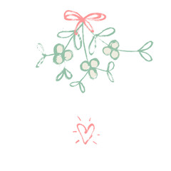 Christmas Mistletoe. Don't forget to look up! Hand drawn vector illustration