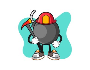 Bomb firefighter cartoon. Mascot Character vector.