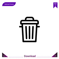 rubbish-bin icon vector . Best modern, simple, isolated, application ,ecology icons, logo, flat icon for website design or mobile applications, UI / UX design vector format