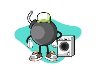Bomb laundry man cartoon. Mascot Character vector.