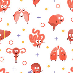 Human Iinternal Organs Seamless Pattern, Can Be Used Fabric Wrapping Paper, Website Wallpapers, Background Vector Illustration
