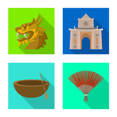 Isolated object of travel and country sign. Collection of travel and culture vector icon for stock.