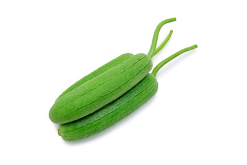 Gourd,  Luffa, Sponge gourd or Vegetable sponge isolated on white background with clipping path. Selective focus.